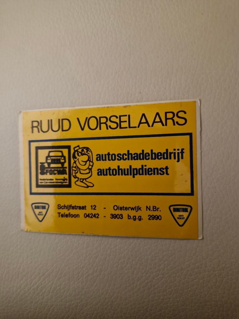 6313 Sticker Ruud Vorselaars Auto Schadebedrijf, Ophalen of Verzenden, Zo goed als nieuw