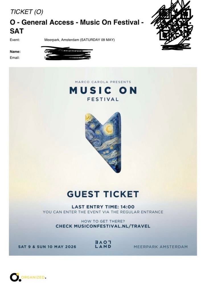 Music on 2x 09-05-2026, Tickets en Kaartjes, Twee personen
