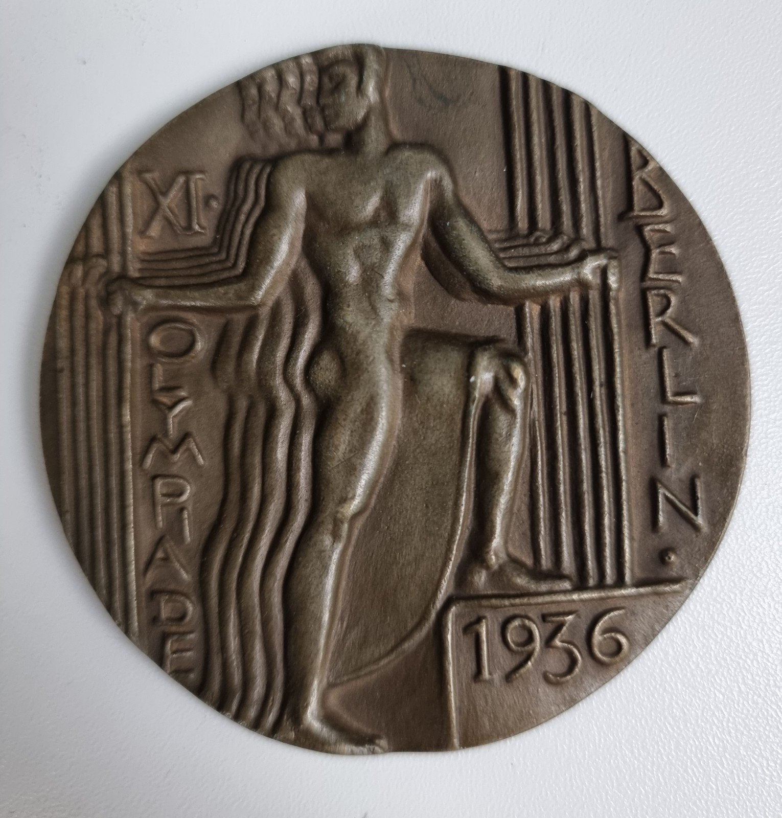Bronzen deelnemersmedaille Olympische Spelen Berlijn 1936, Postzegels en Munten, Ophalen of Verzenden, Brons, Buitenland