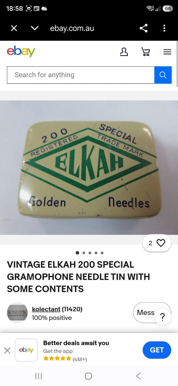 Vintage Elkah Grammofoon Naalden Blikje - Groen, Ophalen of Verzenden