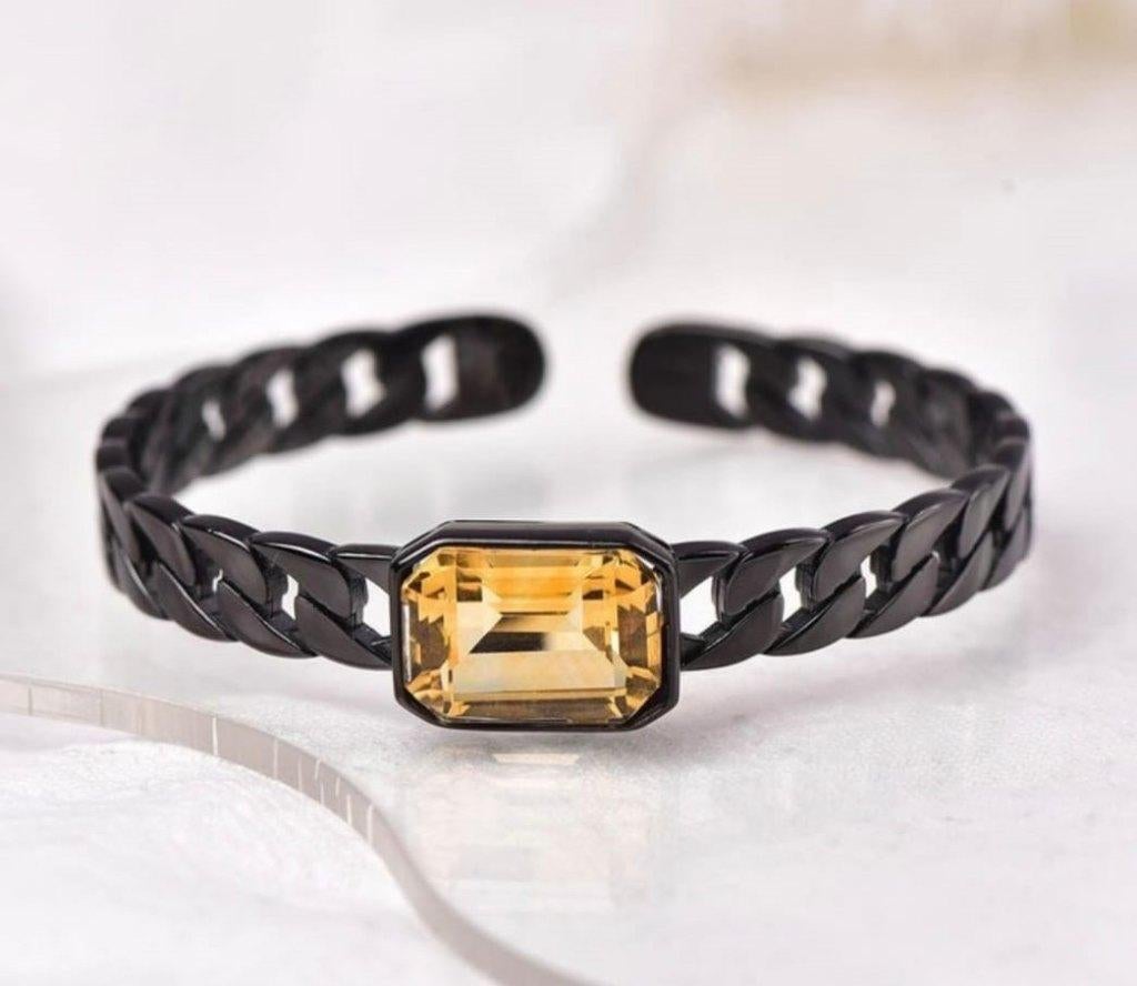 Prachtige zilveren armband met grote citroen, Ophalen of Verzenden, Zo goed als nieuw, Met edelsteen, Zilver