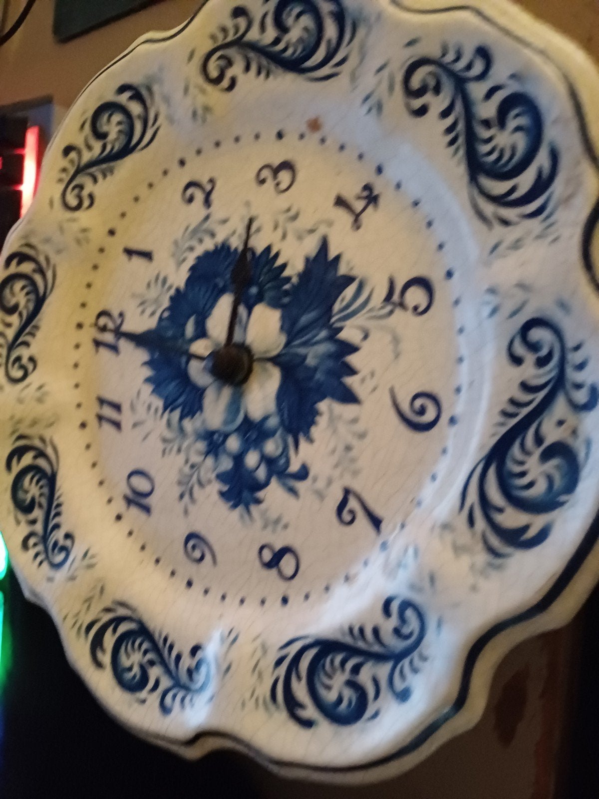 Wandklok Delfts Blauw stijl - Decoratieve klok, Ophalen of Verzenden, Gebruikt, Wandklok