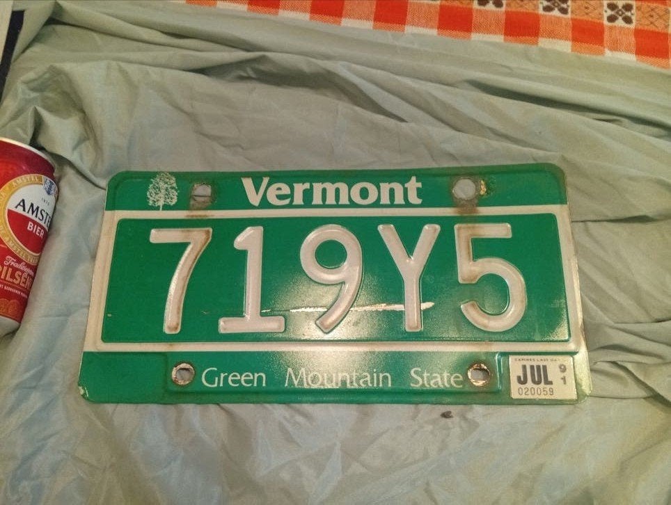 Amerikaans kentekenplaat Vermont - Groen - Vintage, Ophalen of Verzenden, Gebruikt, Auto's