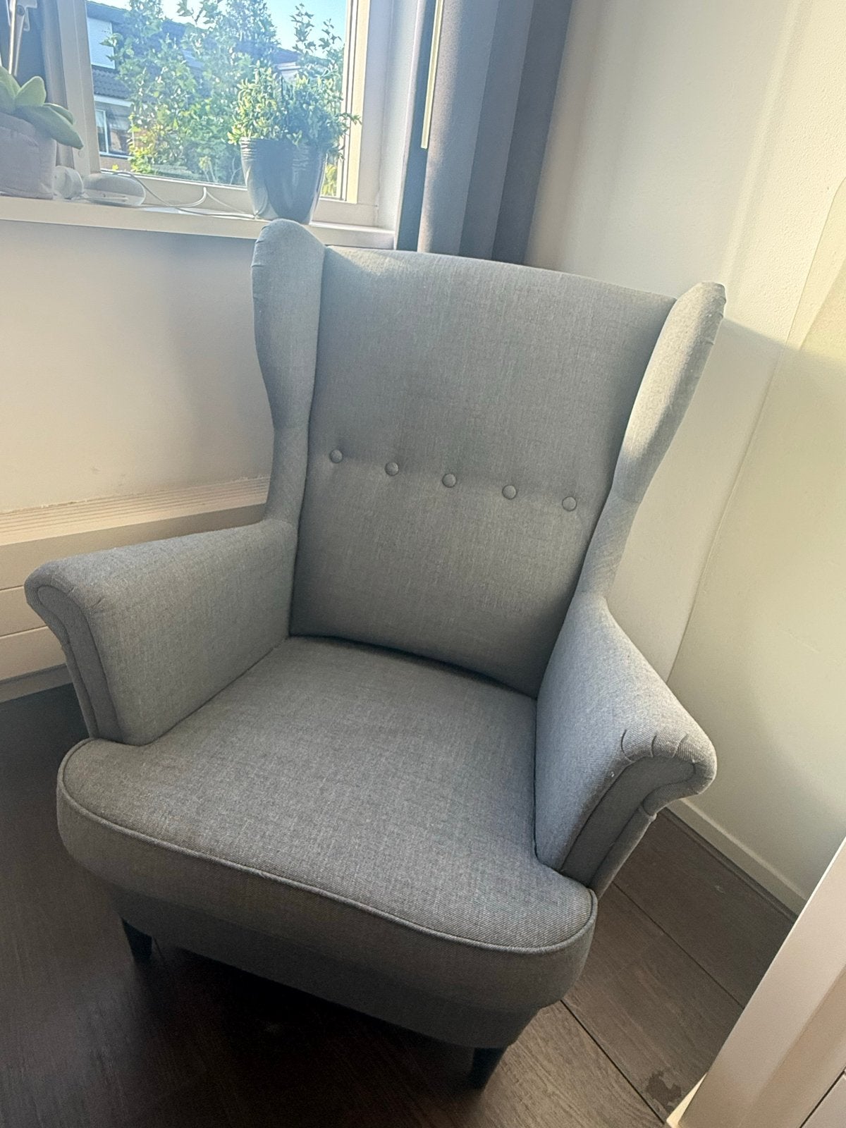 IKEA Strandmon oorfauteuil - Grijs, Ophalen, Gebruikt, Stof, 75 tot 100 cm