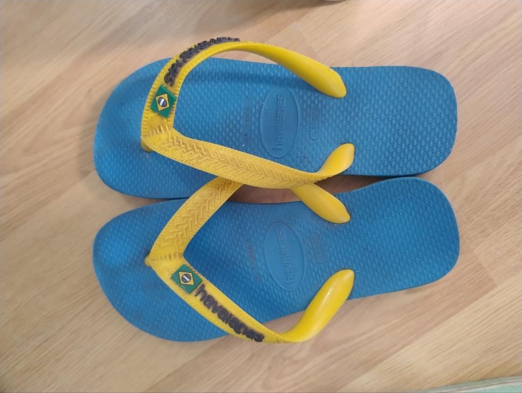 Havaianas slippers maat 31/32 (EU 33/34) - Blauw/Geel, Ophalen of Verzenden