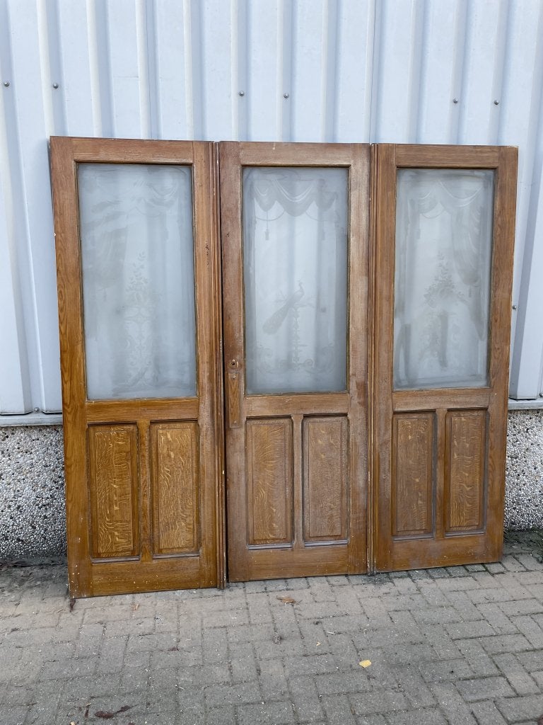 Prachtig antiek drieluik uit 1902, Doe-het-zelf en Verbouw, Deuren en Horren, Zo goed als nieuw, Binnendeur, 200 tot 215 cm, 120 cm of meer