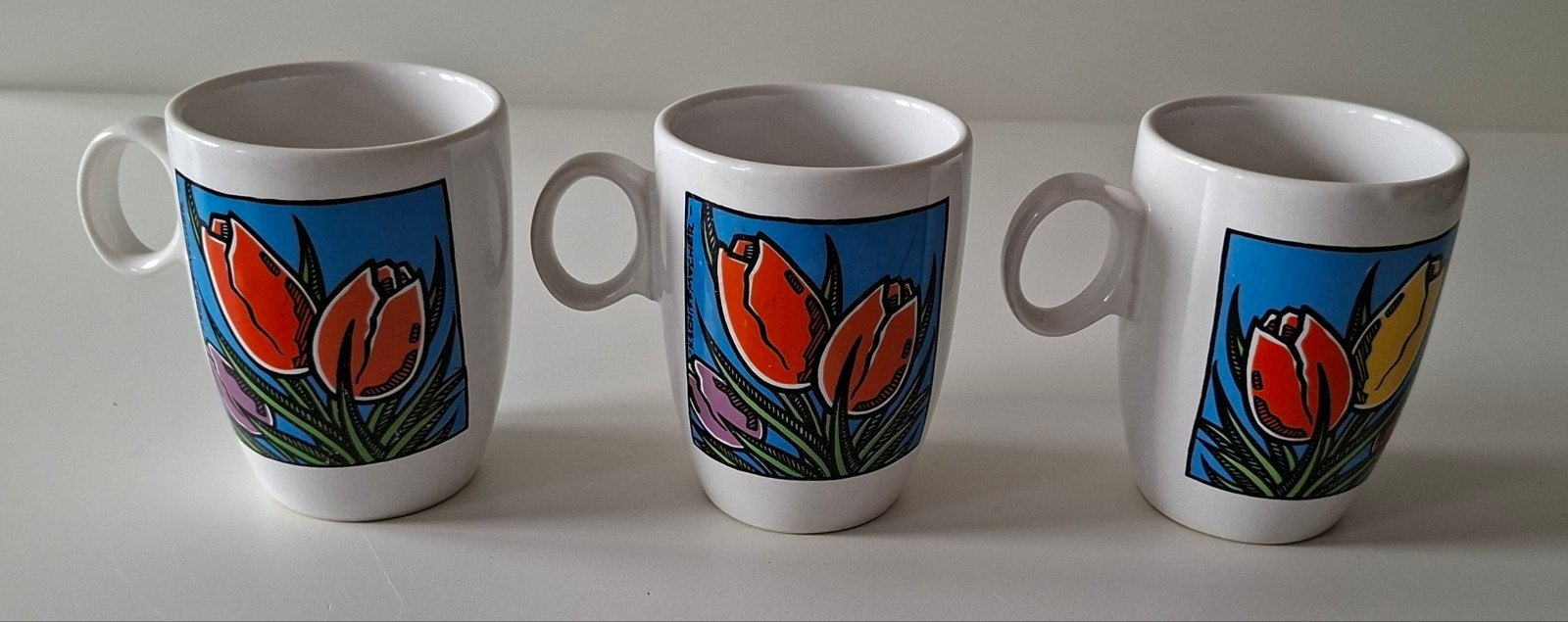 3 kopjes Henk Schiffmacher tulpen design., Ophalen of Verzenden, Overige stijlen, Kop(pen) en/of Schotel(s)