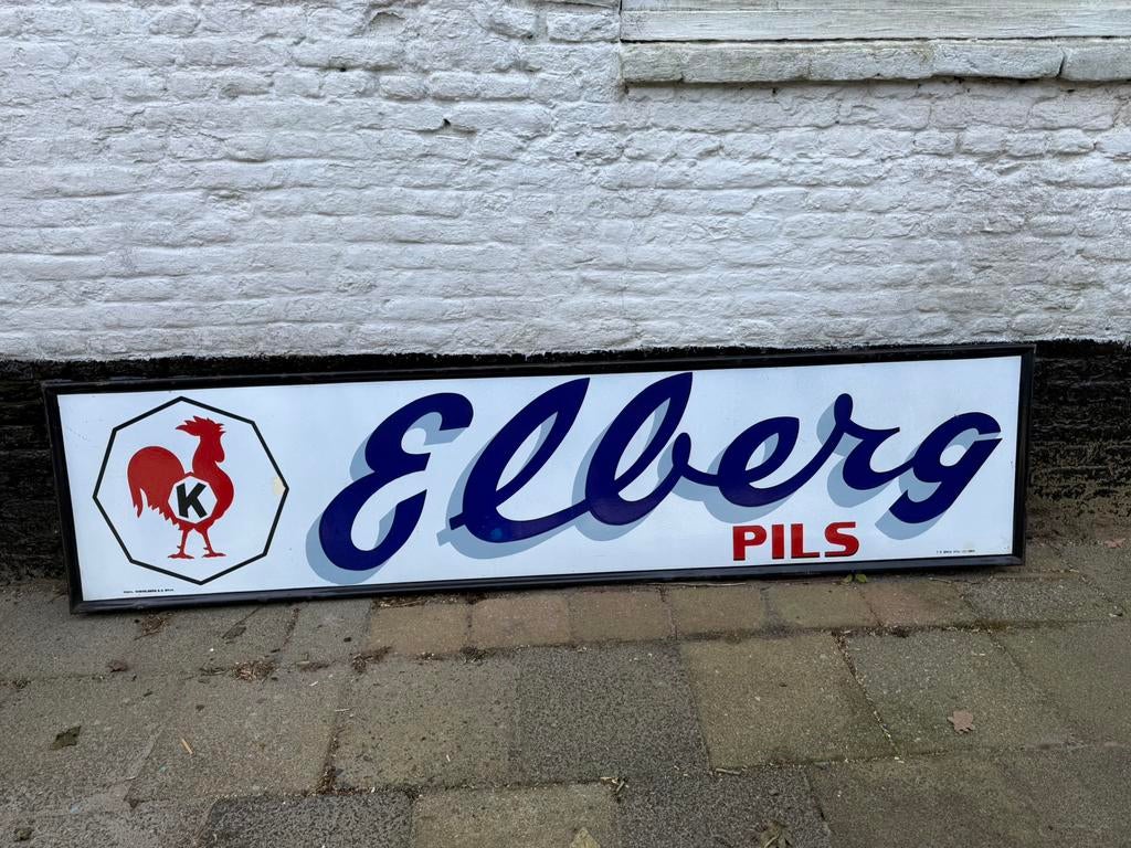 Elberg Pils emaille reclamebord, Ophalen, Reclamebord, Gebruikt, I