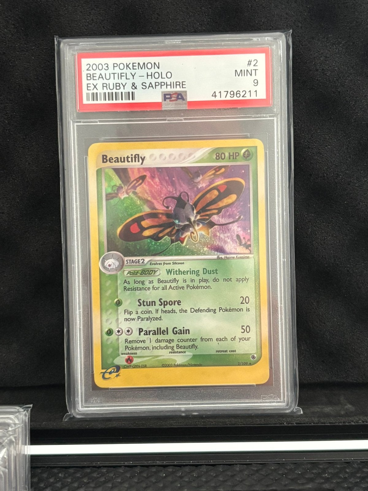 Beautifly 2 EX Ruby & Saphire PSA 9, Hobby en Vrije tijd, Verzamelkaartspellen | Pokémon, Zo goed als nieuw, Ophalen of Verzenden