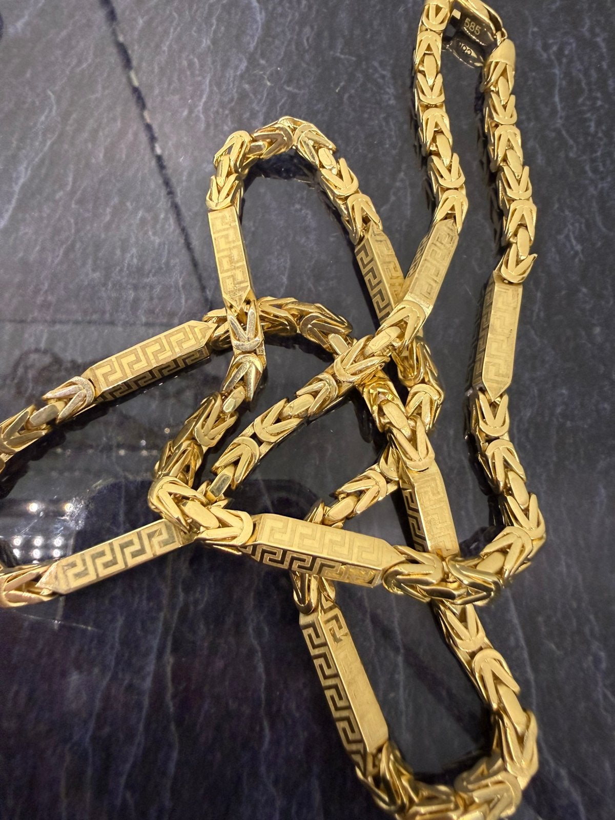 14k gouden koningsketting met tussenstukjes, Sieraden, Tassen en Uiterlijk, Kettingen, Ophalen of Verzenden, Nieuw, Goud, Goud