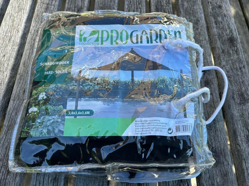 PRO Garden Schaduwdoek Driehoek 3.6M Zwart Nieuw, Ophalen of Verzenden, Nieuw