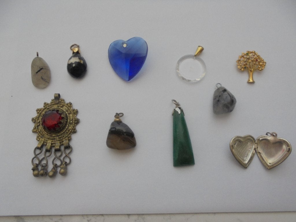 10 Vintage kettinghangers, Ophalen of Verzenden, Zo goed als nieuw, Steen of Mineraal, Met edelsteen