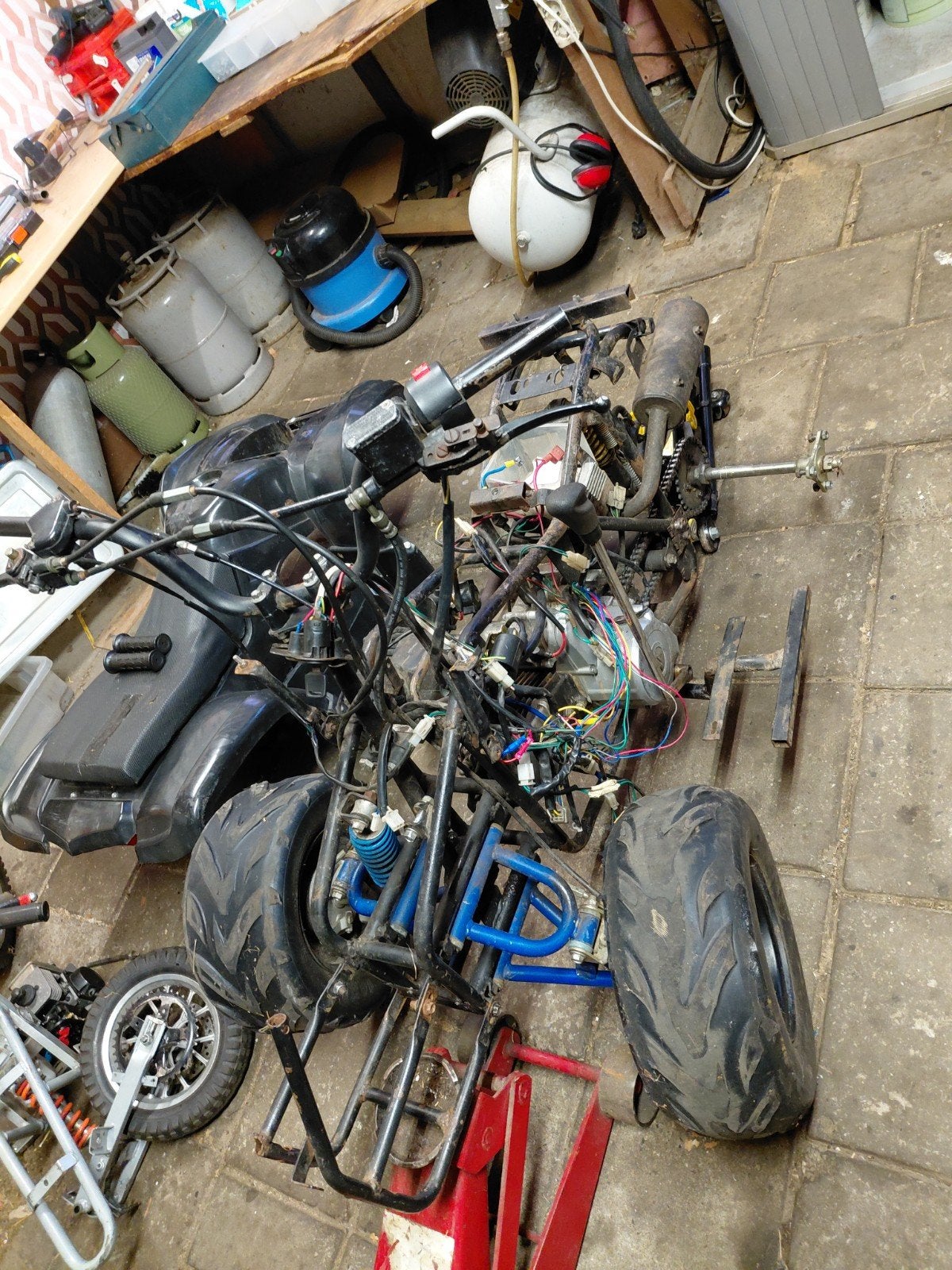 Onderdelen quad 125cc - Frame, motorblok, wielen en meer, Fietsen en Brommers, Ophalen, Gebruikt, Overige typen, 125 cc