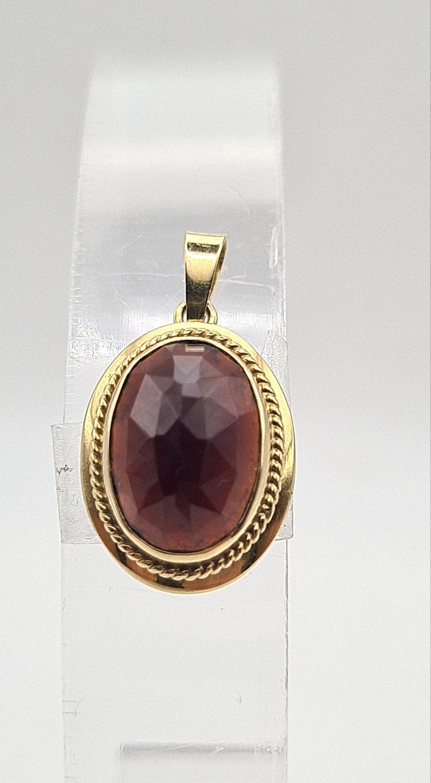 14k granaat hanger., Ophalen of Verzenden, Goud