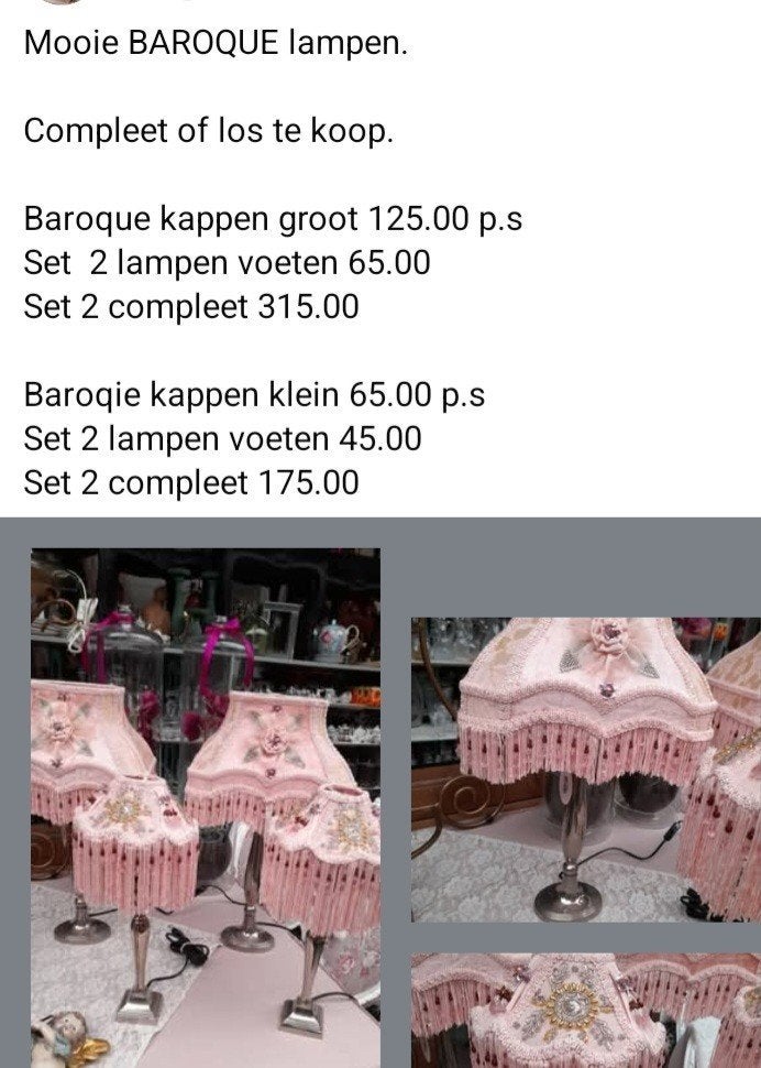 Baroque lampen kappen, Ophalen of Verzenden