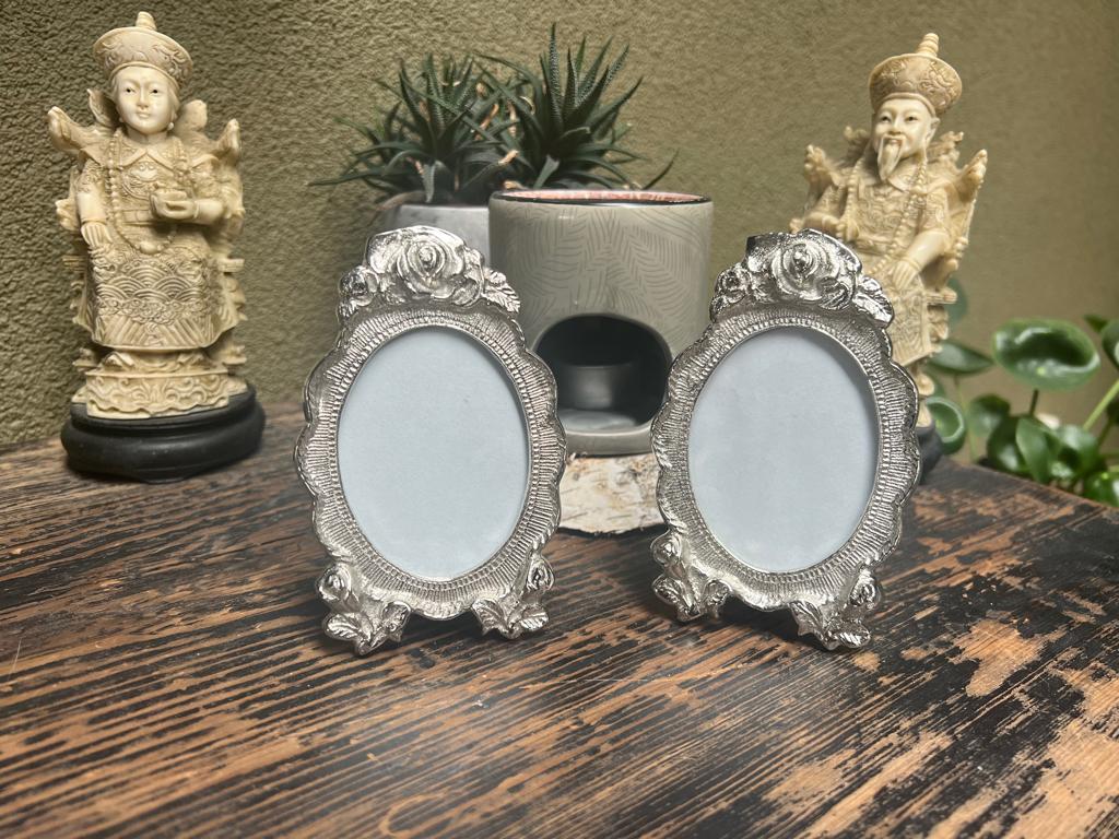 Brocante pasfoto lijst fotolijst metaal India handwerk roos, Metaal of Aluminium, Nieuw, Ophalen of Verzenden, https://verburgtvintage.nl/#contact