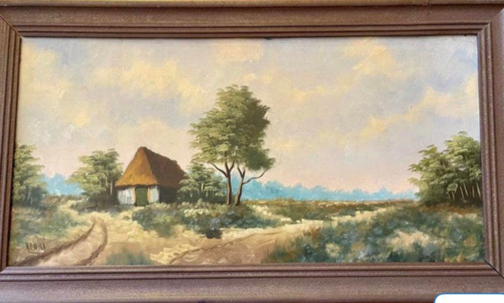 Rustiek landschapsschilderij olieverf, Ophalen