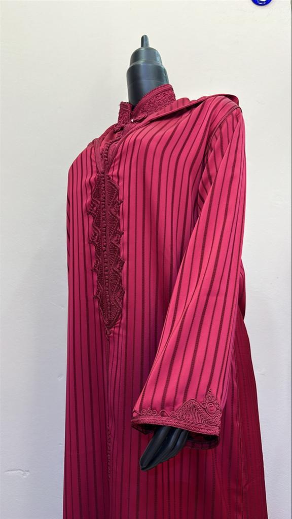 Elegante Marokkaanse Jelaba - Bordeauxrood met strepen, Ophalen of Verzenden, Nieuw