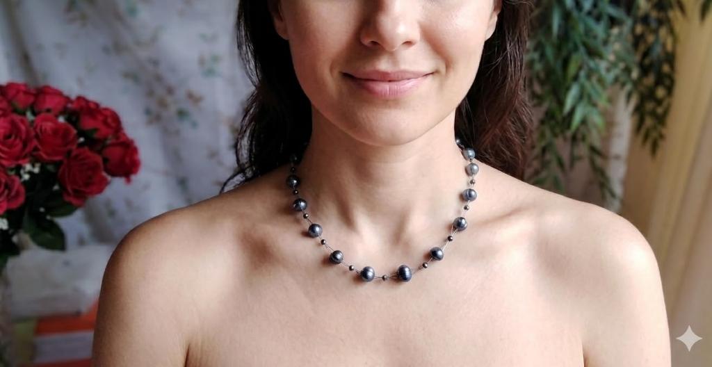 Prachtige Ketting Tahitiaanse Pauw Barokke Echte Parels, Ophalen, Blauw, Nieuw, Steen of Mineraal