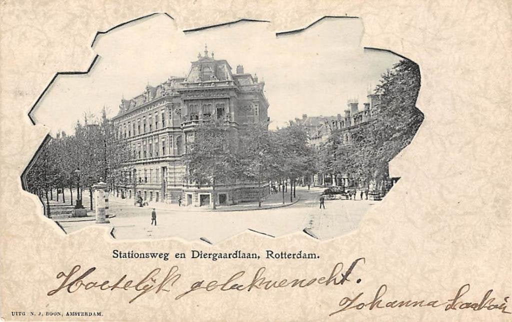 Rotterdam Stationsweg met Diergaardelaan 1900, Ophalen of Verzenden, Voor 1920, Ongelopen, Zuid-Holland