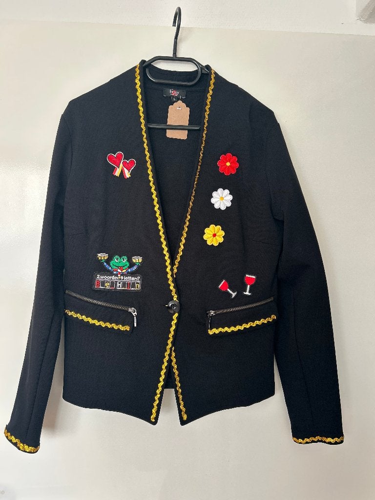Oeteldonk dames jasje - Maat M, Ophalen of Verzenden, Zo goed als nieuw, Maat 38/40 (M), Carnaval