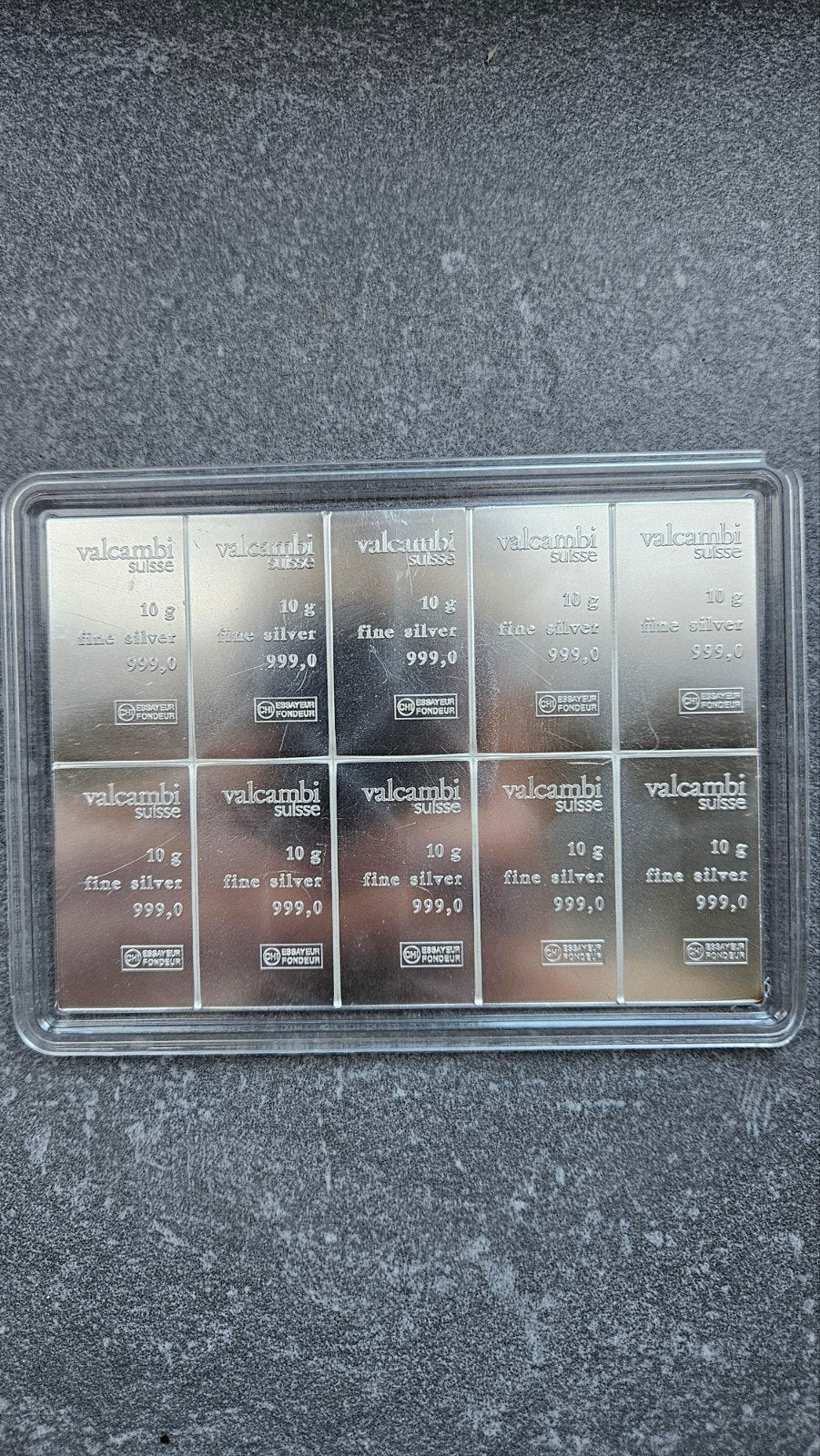 combibar 10 x10 gram 999 zilver valcambi, Ophalen of Verzenden, Zilver