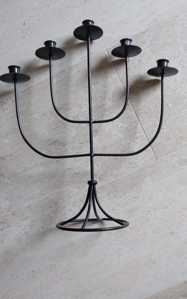 5 armige kandelaar. Kaarskandelaar kaars, Zwart, Ophalen of Verzenden, Zo goed als nieuw, 48 cm