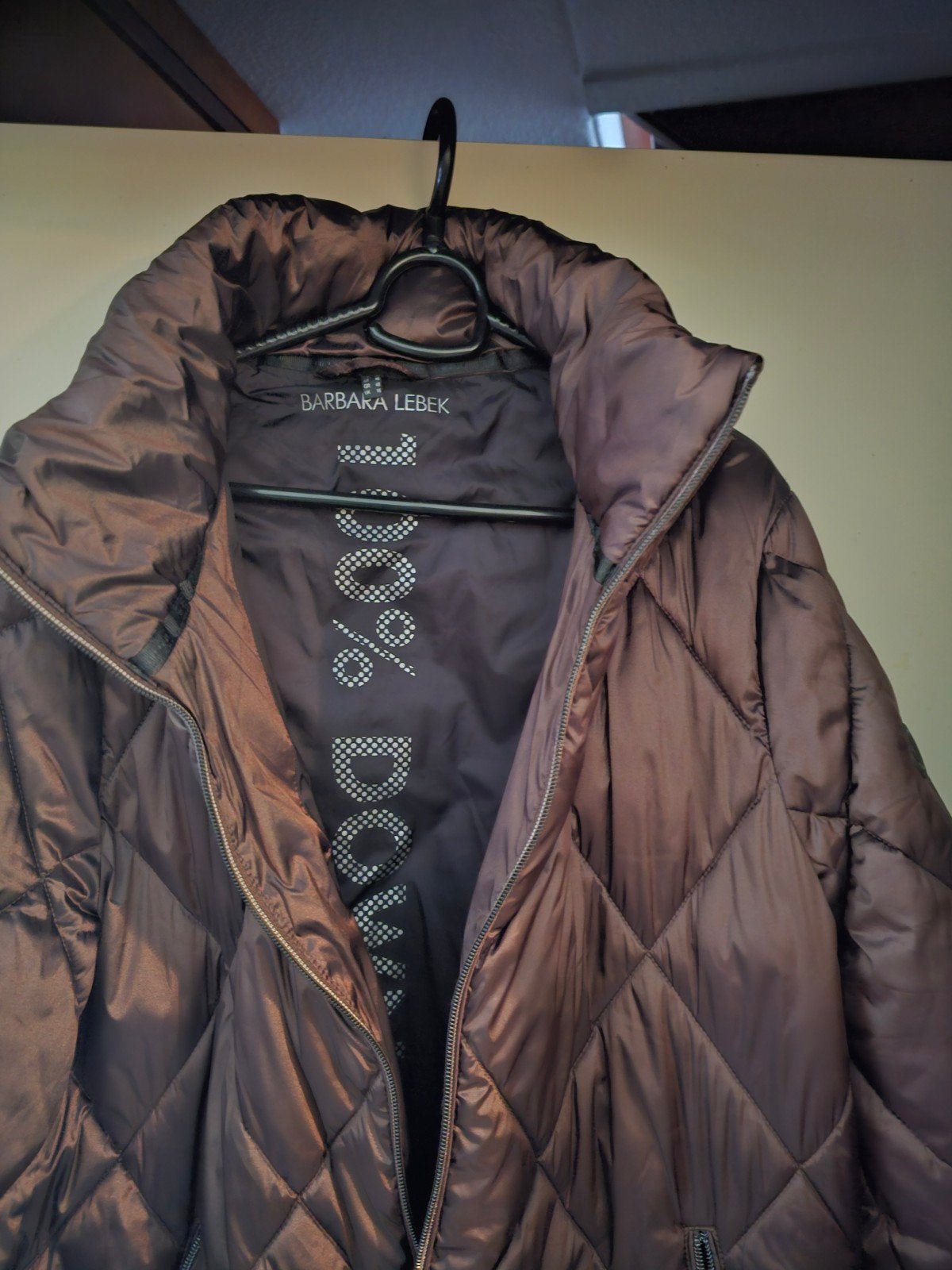 Mooie bruine gewatteerde jas van Barbara Lebek in maat 42., Kleding | Dames, Ophalen of Verzenden, Zo goed als nieuw, Maat 42/44 (L)