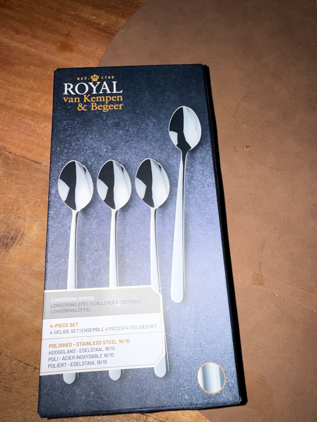 Royal van Kempen & Begeer Longdrinklepels - 4-delige set, Los bestek, Nieuw, Ophalen of Verzenden, Rvs of Chroom