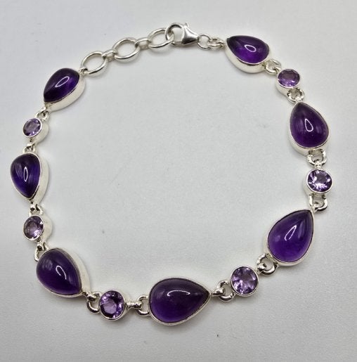 Prachtige echt zilveren armband met Amethist., Nieuw, Ophalen of Verzenden, Nvt, Zilver