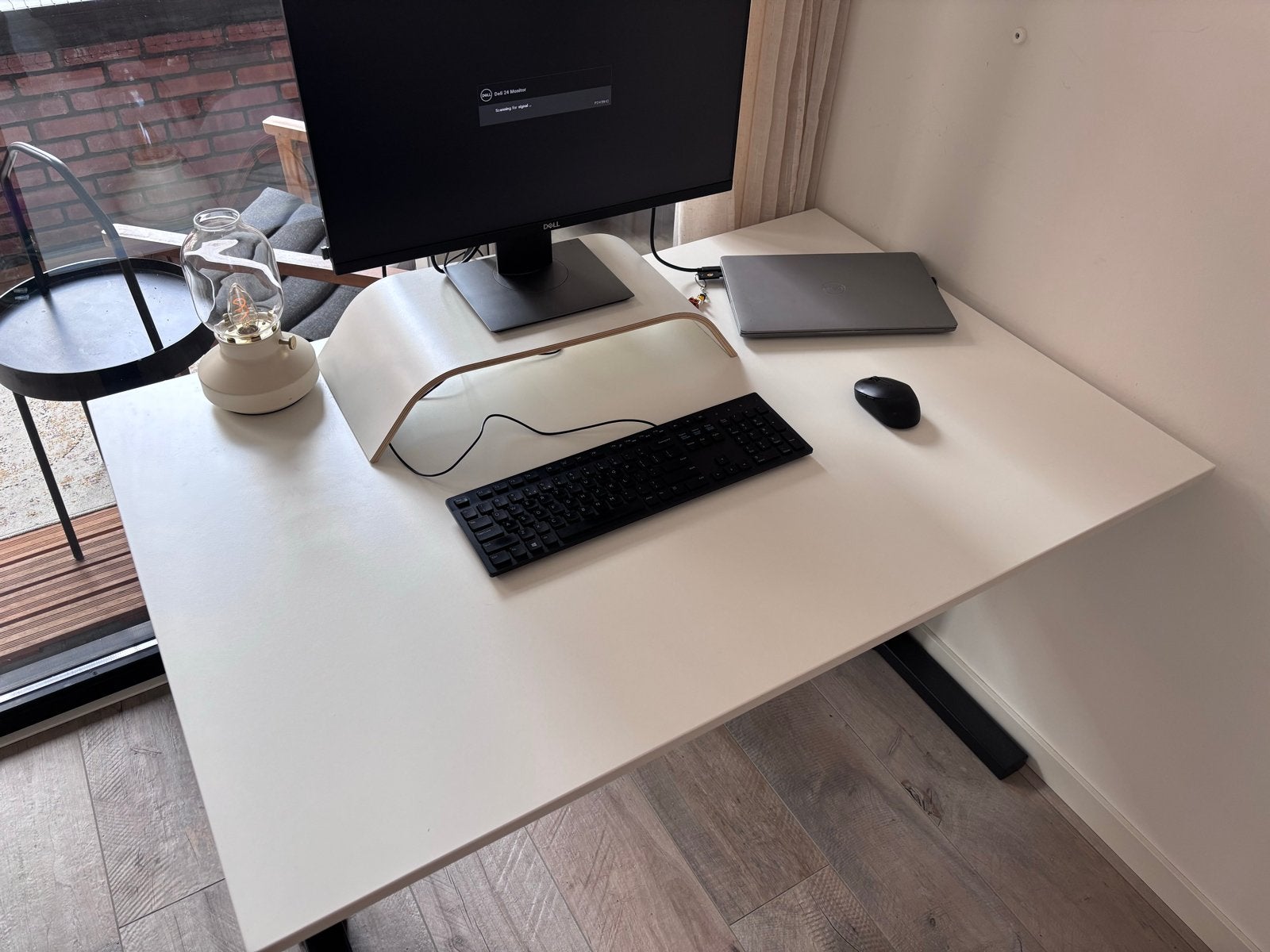 Gispen bureau hoogte verstelbaar - blad 80x120 cm, Huis en Inrichting, Bureaus, Gebruikt, Zit-sta bureau, Gispen, Wit, In hoogte verstelbaar