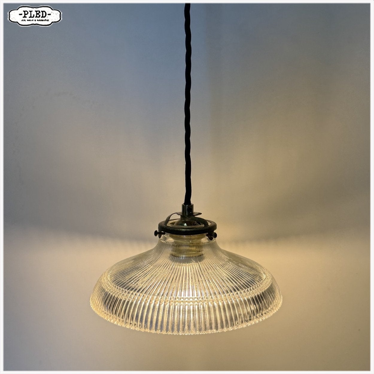 Vintage Holophane lampje hanglamp, Gebruikt, Holophane Vintage, Glas, Nb