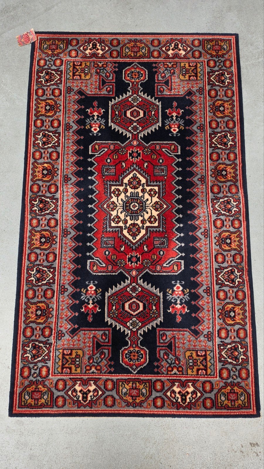 Vintage oosters wol Kazak vloerkleed medallion 65x156cm, Gebruikt, 100 tot 150 cm, Www.hypepopup.nl, Www.hypepopup.nl