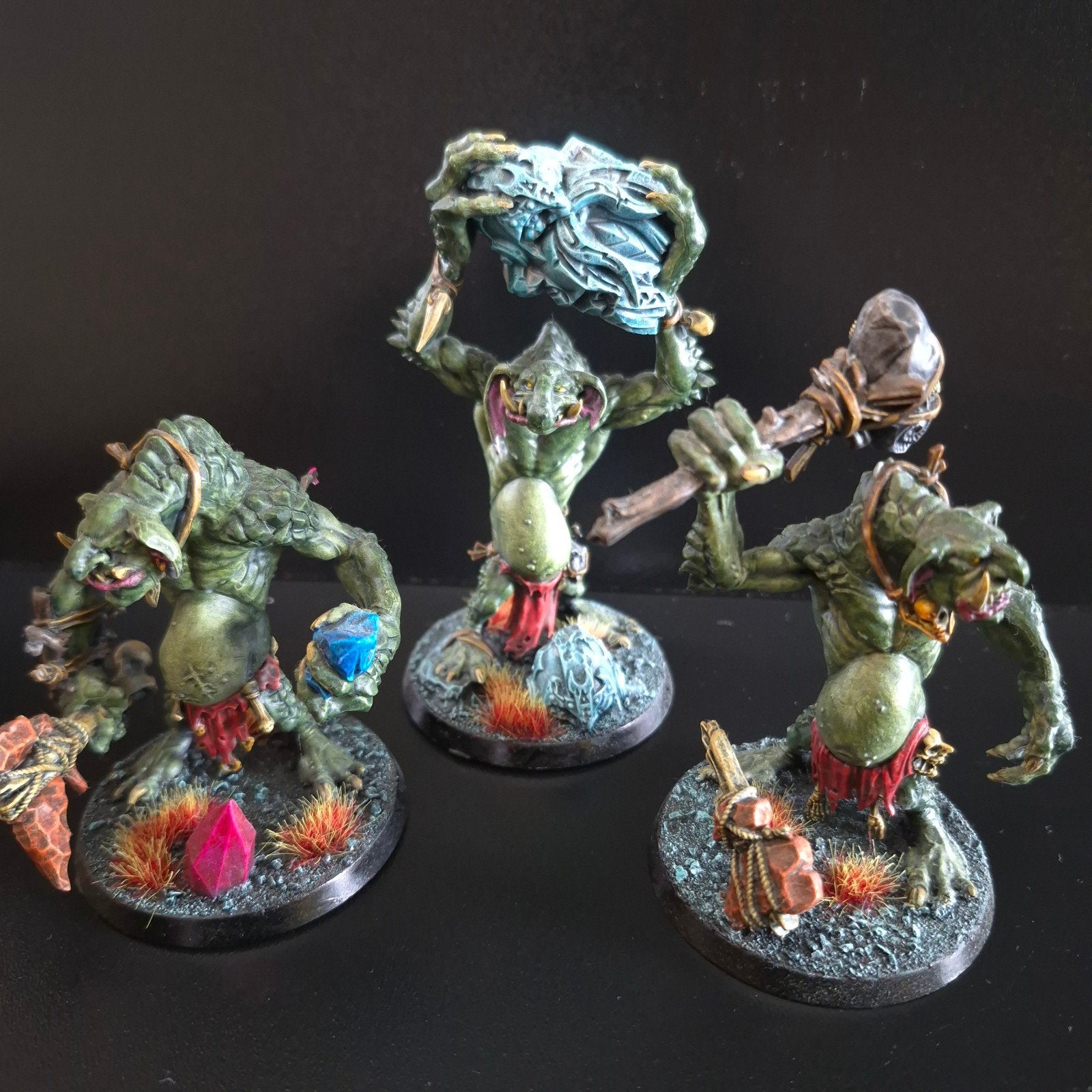 Warhammer Age of Sigmar: 3x Rockgut Troggoths Geschilderd, Ophalen of Verzenden