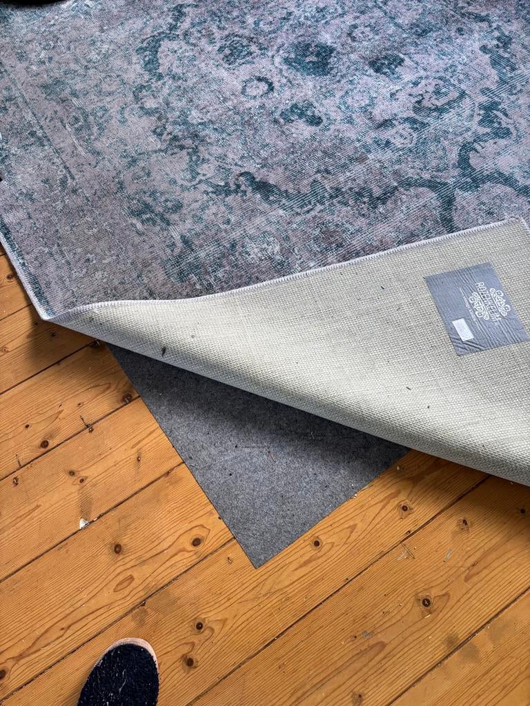 Rozenkelim kleed 200x290 met onderlaken, Huis en Inrichting, Stoffering | Tapijten en Kleden, Ophalen, Gebruikt, Grijs, 200 cm of meer