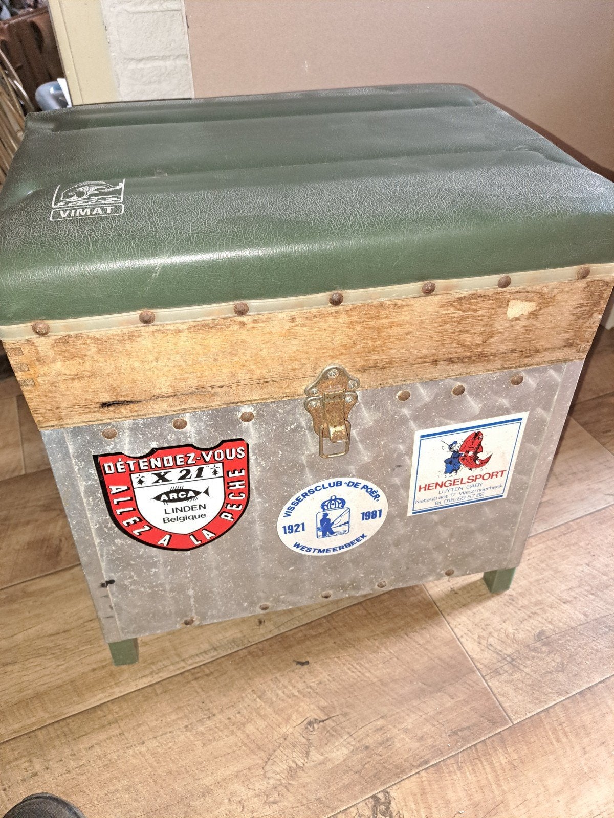 Vintage Vimat viskoffer met zitje en lade, Ophalen of Verzenden, Gebruikt, Koffer of Tas