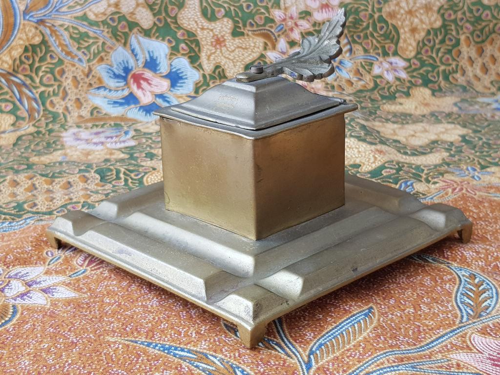 Mooie antieke inktpot uit Engeland van koper 13,5 cm. 1920., Ophalen of Verzenden, Koper