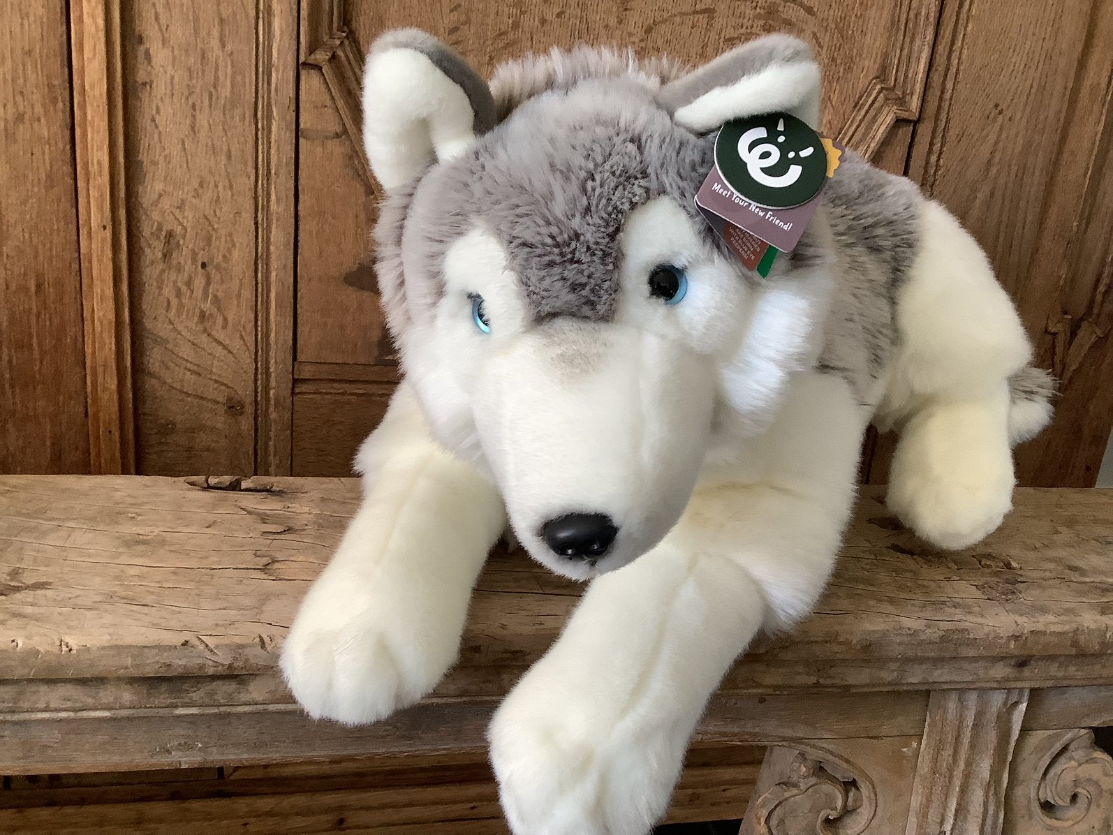 NIEUW Living Nature pluche Husky hond knuffel, Ophalen of Verzenden, Nieuw, Hond