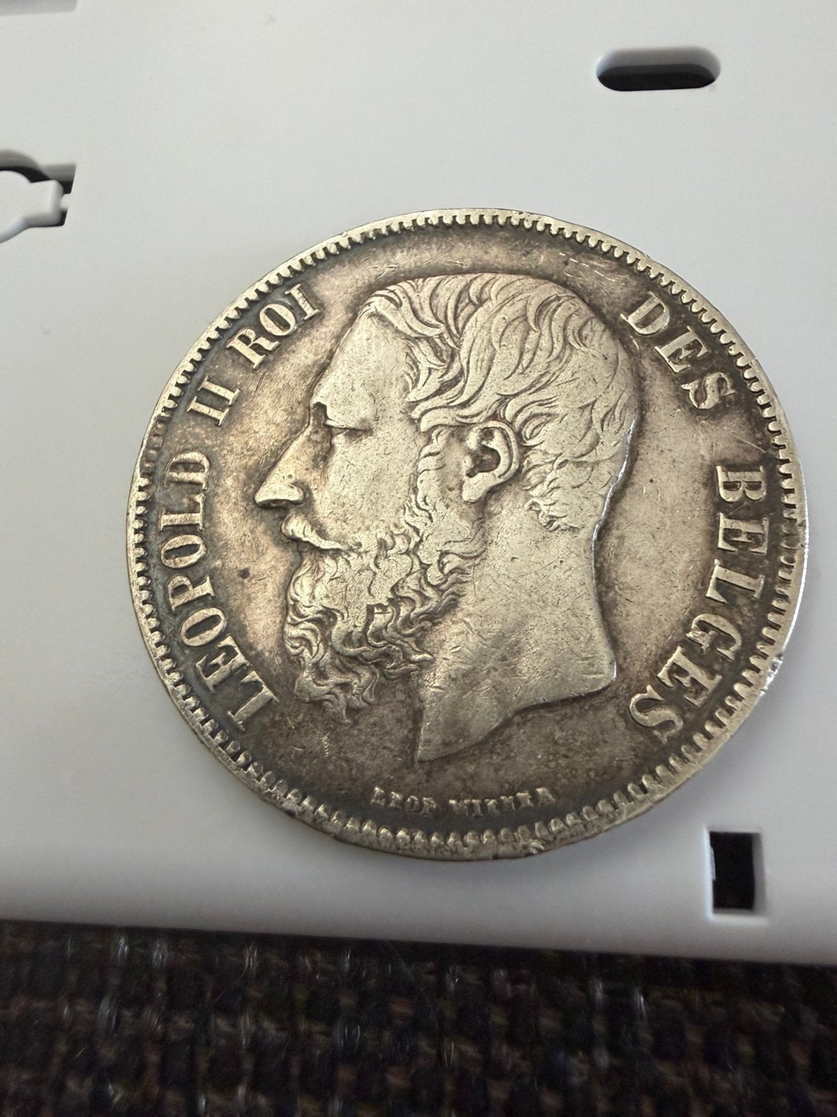 België 5 Frank 1871 Leopold II – Zilveren kroonmunt, Postzegels en Munten, Ophalen, Zilver