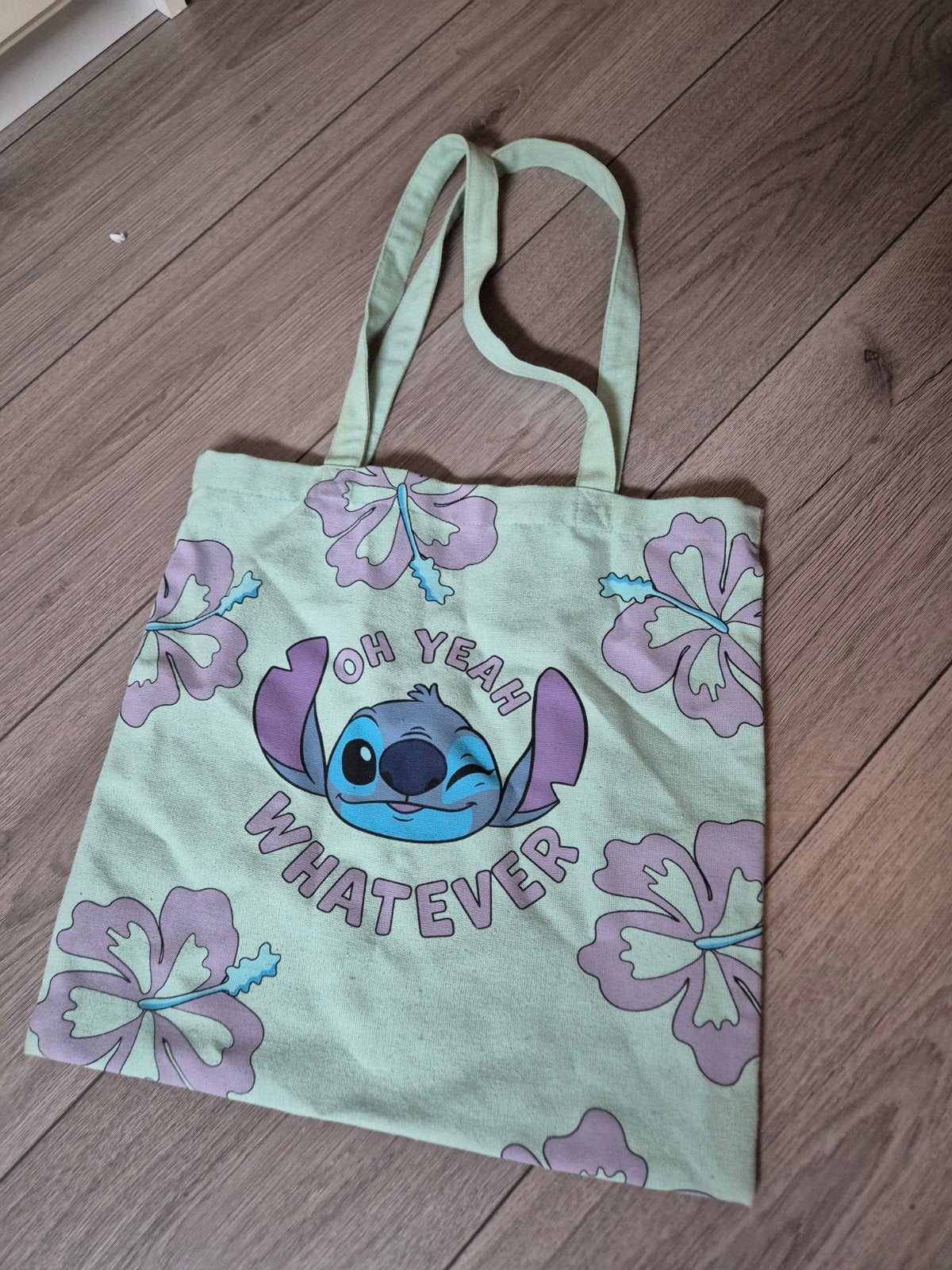 Leuke Stitch tote bag - "Oh Yeah Whatever", Ophalen of Verzenden, Gebruikt, Groen, Shopper