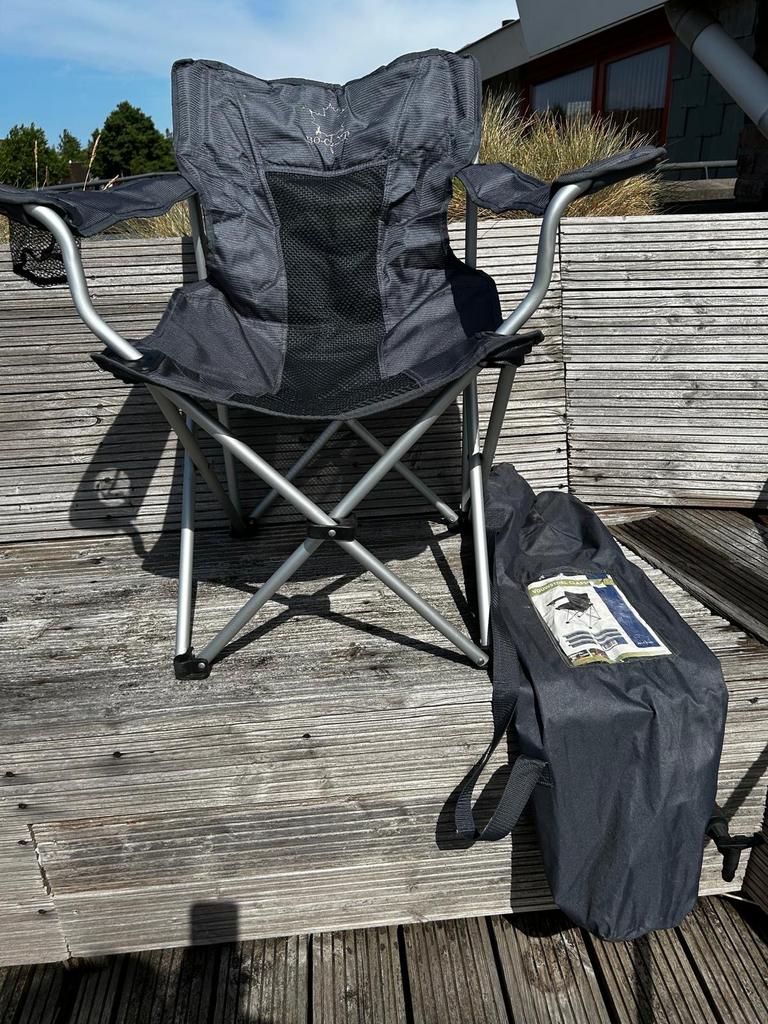 Zwarte opvouwbare kampeerstoel met draagtas, Ophalen, Zo goed als nieuw, Campingstoel