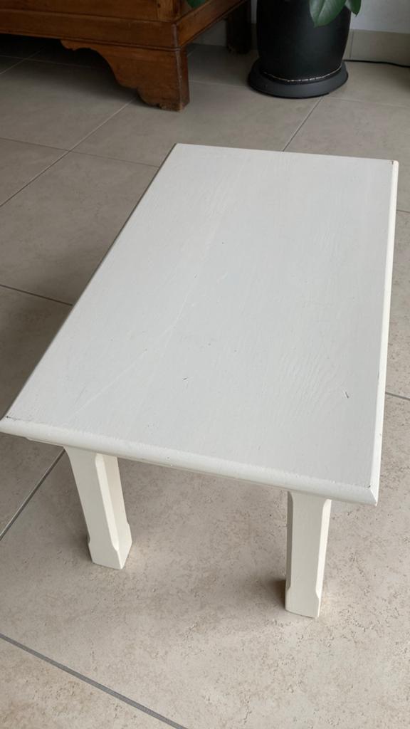 Wit houten bijzettafel, Minder dan 45 cm, Minder dan 55 cm, Gebruikt, Ophalen of Verzenden