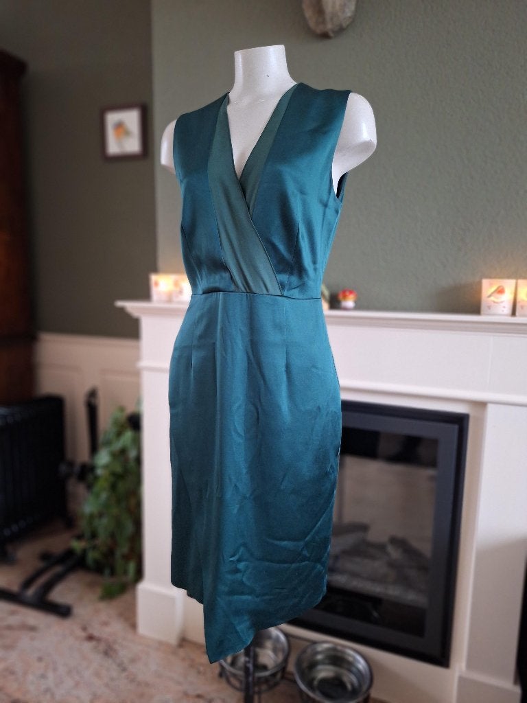 Reiss schitterend diep groene jurk zijden glans 38, Kleding | Dames, Jurken, Maat 38/40 (M), Reiss, Verzenden, Zo goed als nieuw
