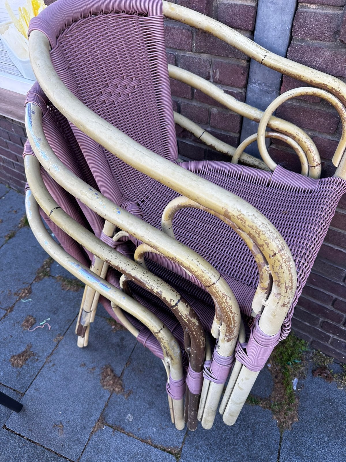 Terras stoelen, Ophalen of Verzenden, Gebruikt, Metaal, Stapelbaar
