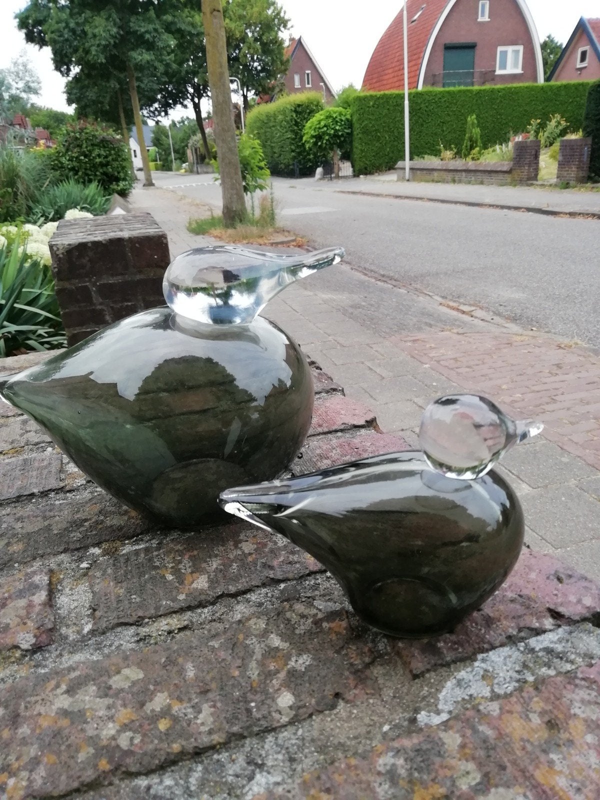 Twee prachtige design dikwandige glazen eenden, Ophalen of Verzenden