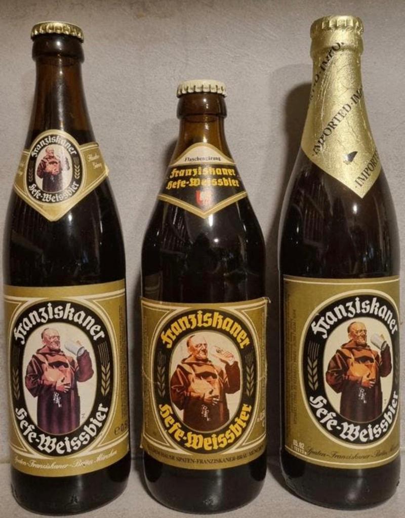3 Franziskaner 50cl - tht '82, '91 & Import '02 - München, Verzamelen, Ophalen of Verzenden, Zo goed als nieuw, Flesje(s), Overige merken