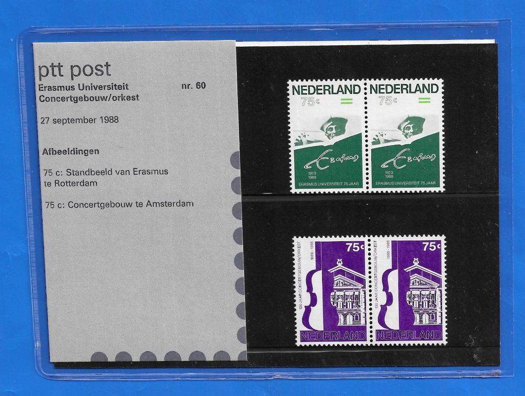 PTT Postmapje 60 - Erasmus Universiteit /Concertgebouworkest, Ophalen of Verzenden, Na 1940, Postfris