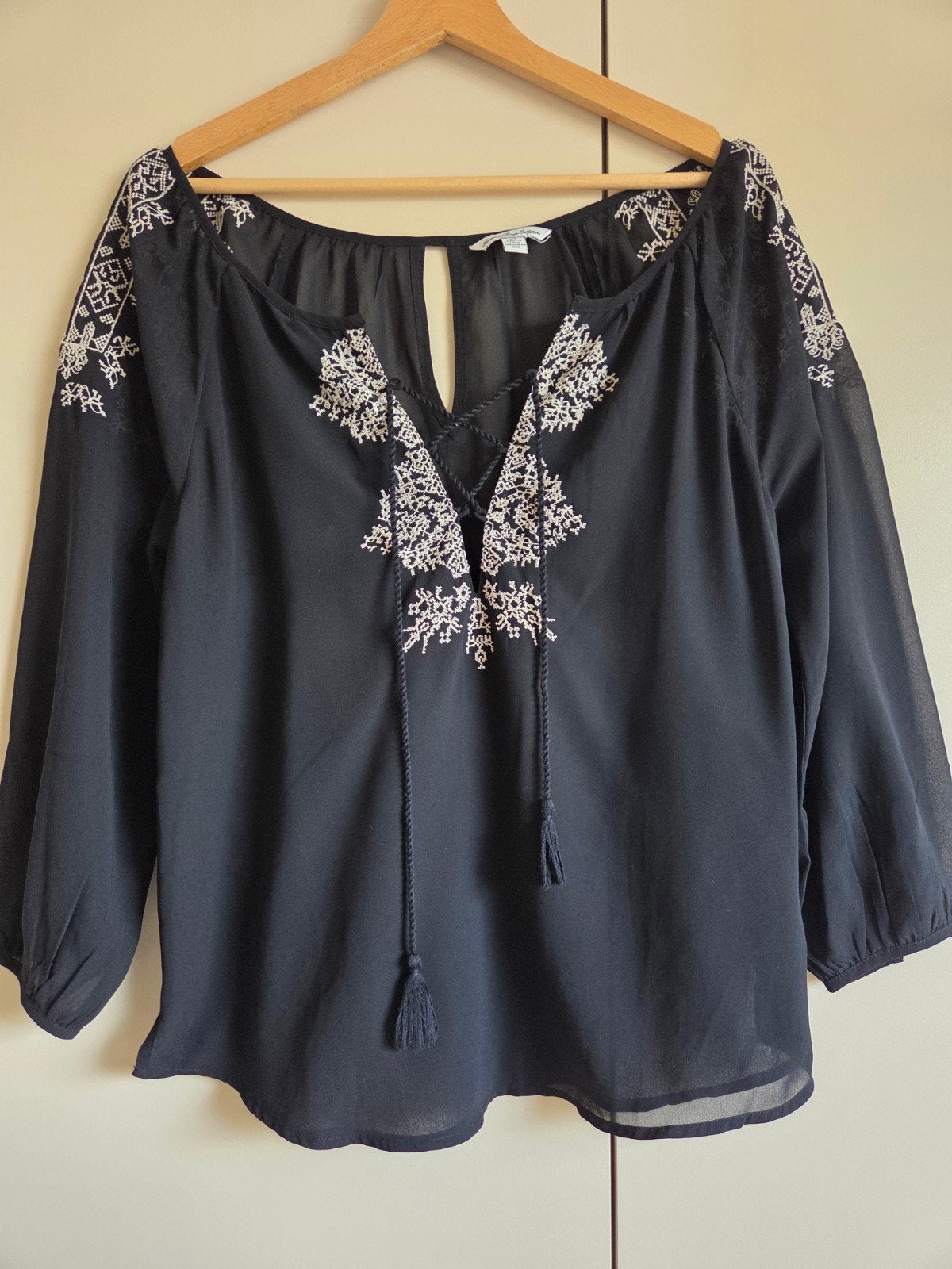 American Eagle Outfitters blouse met borduursel, American Eagle, Blauw, Ophalen of Verzenden, Zo goed als nieuw