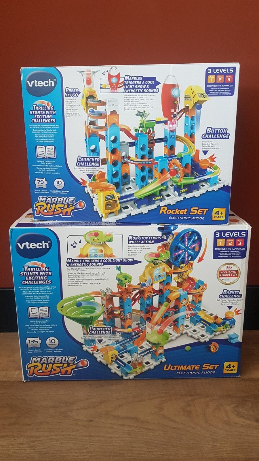 Vtech Marble Rush knikkerbaan 2 sets, Ophalen of Verzenden, Zo goed als nieuw, Met licht