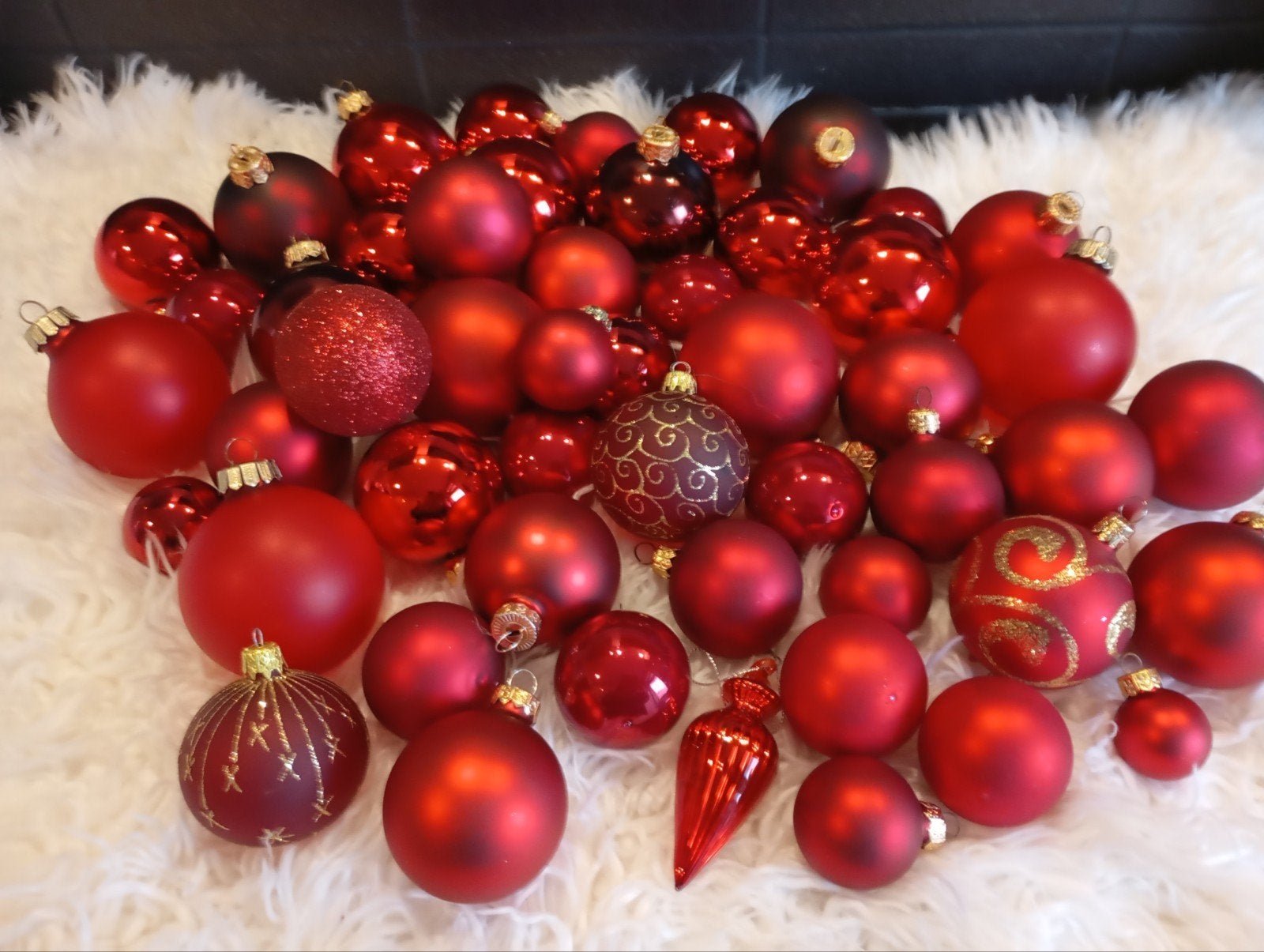51 LUXE VINTAGE RODE KERSTBALLEN VAN GLAS NU 30€ ZIE FOTO,S., Diversen, Ophalen of Verzenden